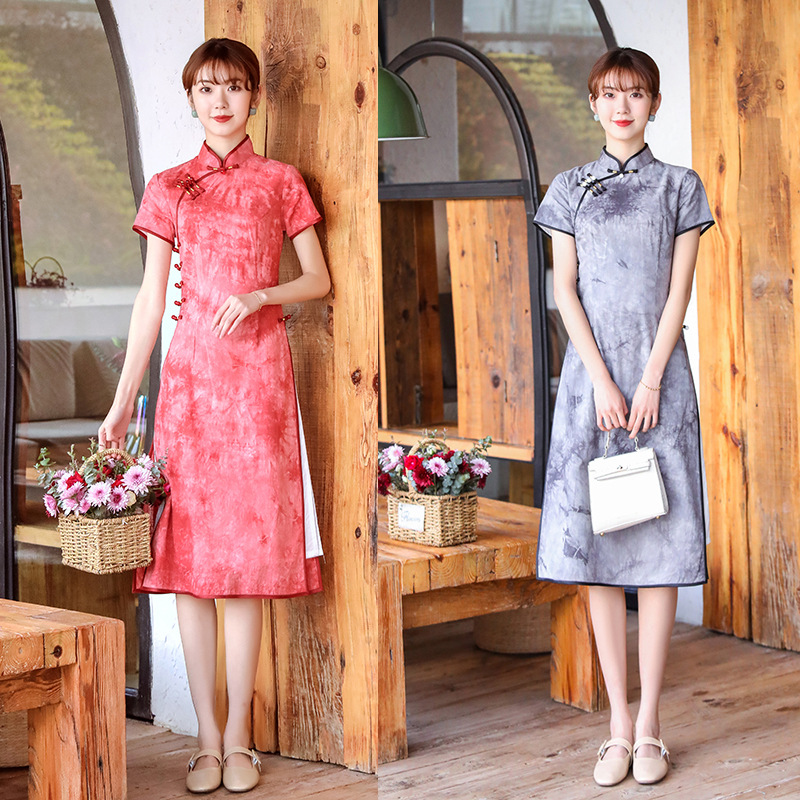 

Vietnam style elegant lady print oriental qipao cheongsam mandarin collar aodai dress ao dai qipao chinese dress