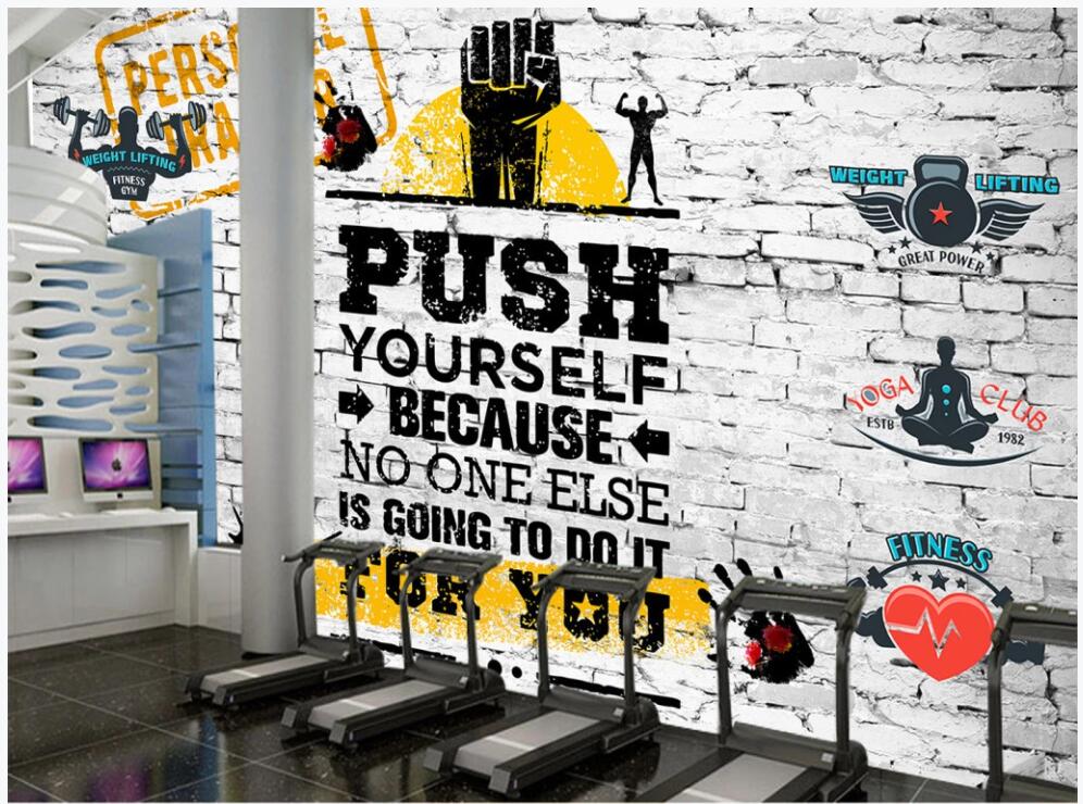 

3d wallpaper custom photo mural on the wall Brick wall sports fitness club background home decor 3d wall murals wallpaper for living room, Non-woven wallpaper