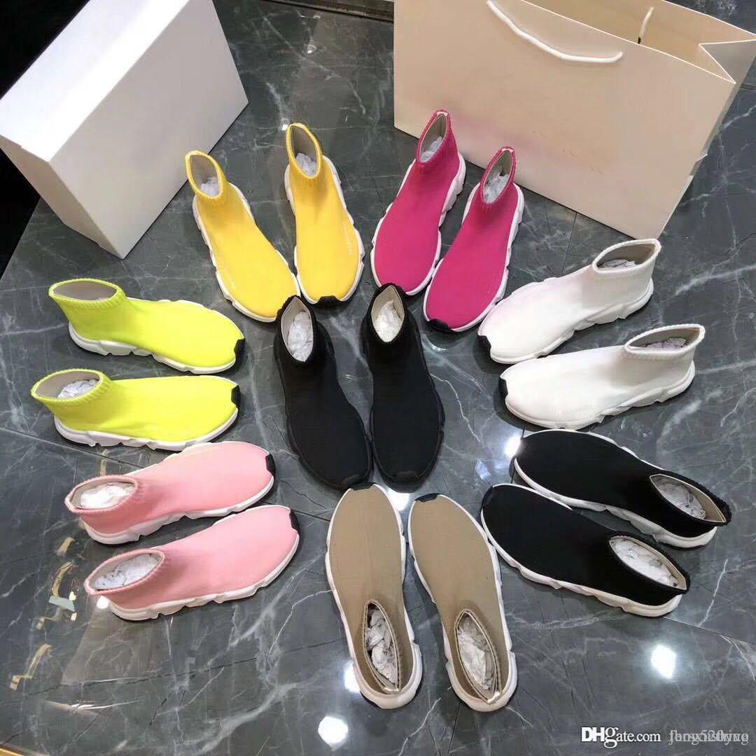 

2019 New pattern Summer Casual Socks shoes Sexy knitted elastic sock boots luxury Designer woman Shoes Fashion male sports shoes size 35-46, Color 14
