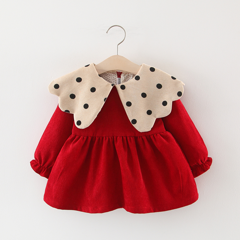 

Baby Girl Dress Baby Princess Clothes Autumn Winter Corduroy Dot Long Sleeves Clothing Infant Toddler Dress Girl Clothes, Purple