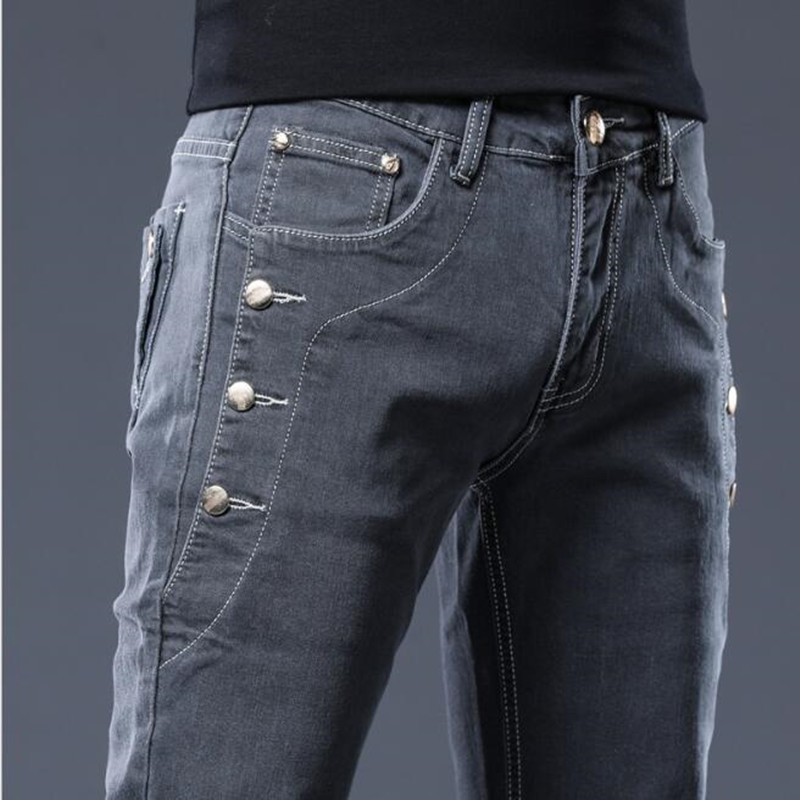

Men Jeans Casual Straight Slim Fit Blue Jeans Stretch Seasons Youth Denim Pants Trousers Classic, Dark grey
