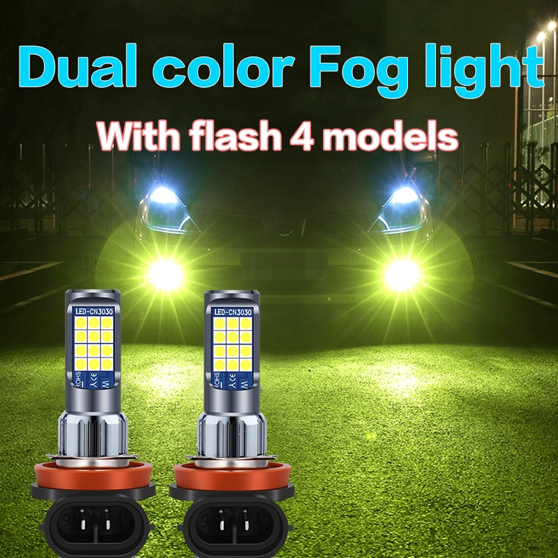 

1Piece Super Bright Dual color 4 models fog lamp H1 H3 LED Bulb H4 H7 H11 H8 Car Fog Lights 9005 9006 880 881