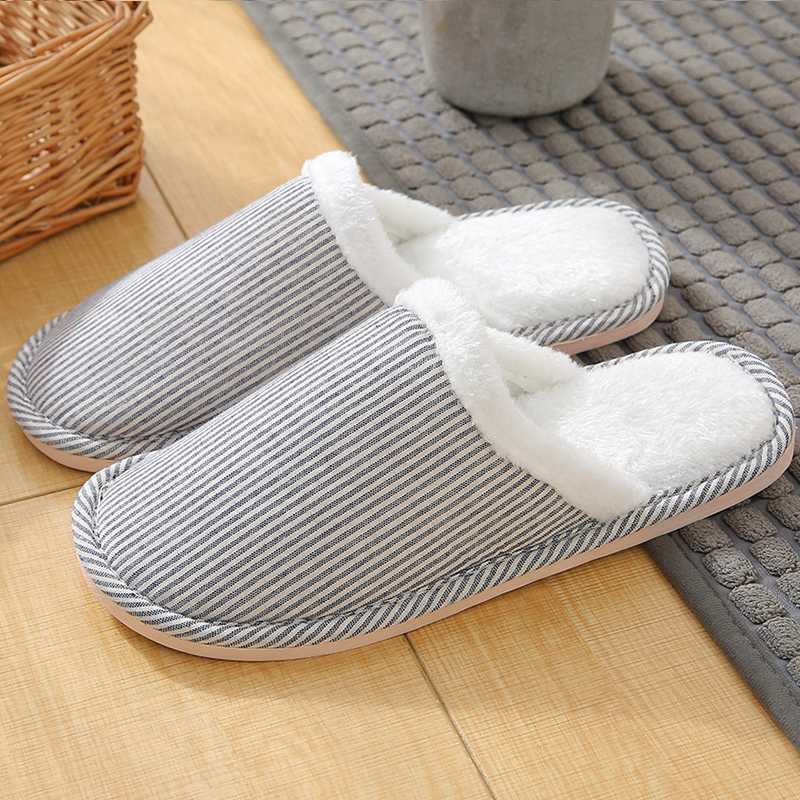 

Winter Woman Slippers Suede Striped Fur Slippers Women Winter Velvet Home Comfy Non Slip Indoor Designer Shoes, Beige1
