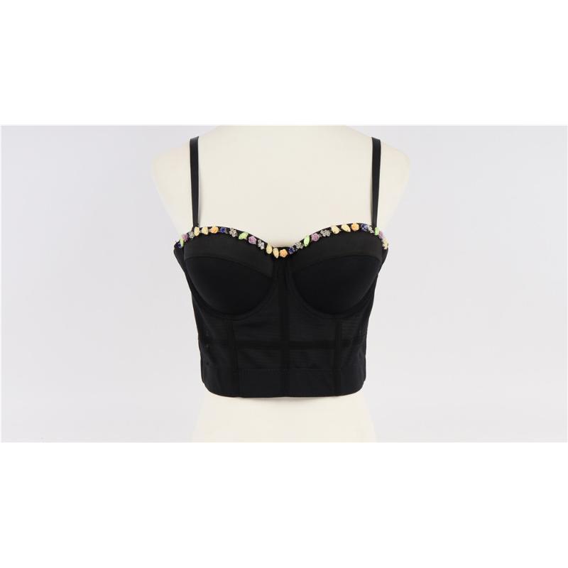 

Summer new cropped top sexy navel-bearing sleeveless solid color top corset outer wear party club nightclub, Black