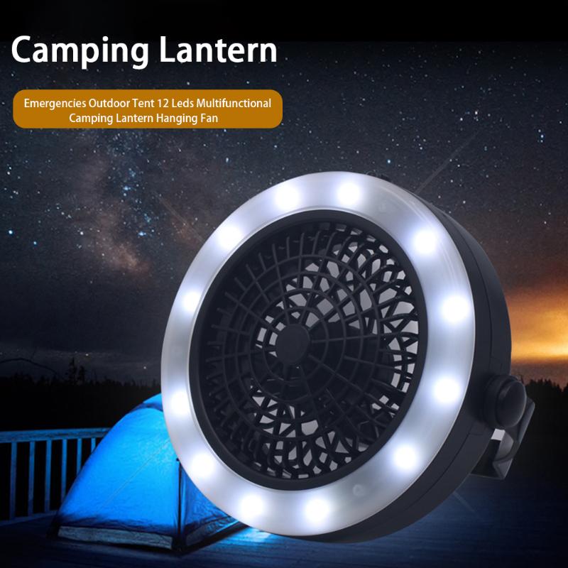 

Hanging Fan 2 In 1 Camping Lantern Portable Hook Fishing Multifunctional Survival 12 Leds Outdoor Tent Mini Hiking Emergencies