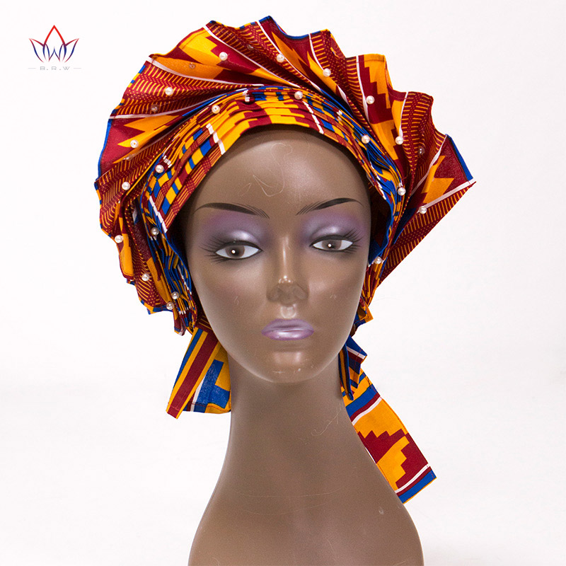 

Already Made African Head Tie For Women Nigerian Girls Scarves Women Head Wrap Pure Cotton Beautiful Wedding Turban WYB462