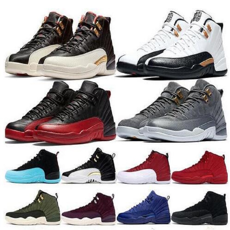 

New Hot Punch 12 12s Jumpman 23 XII Men Basketball Shoes Reverse Taxi Game Royal Dark Grey FIBA Black Nylon Sport Trainers, Color 17