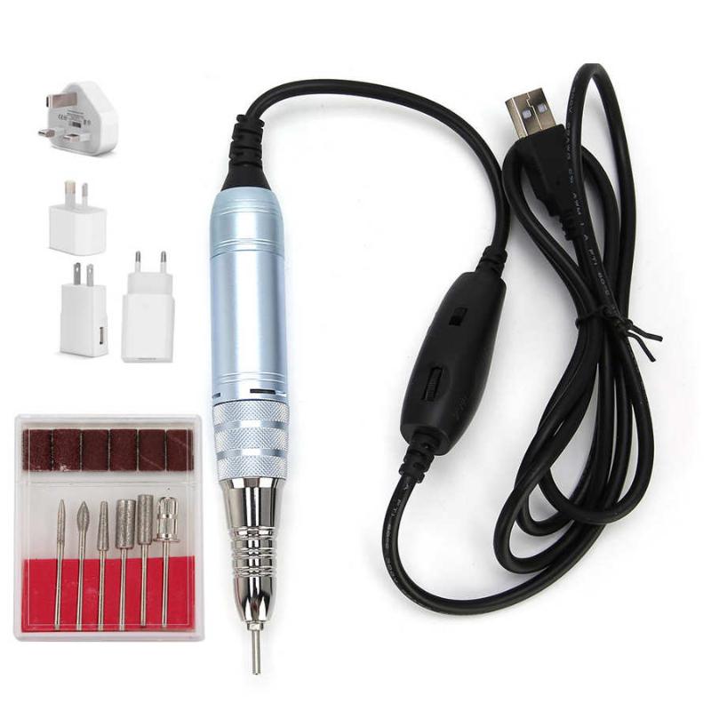 

Electric Nail Art Drill Pen Nail Drill Polish Grind Machine Handle Pen Handpiece Manicure Pedicure Tool with Box Grinding Head