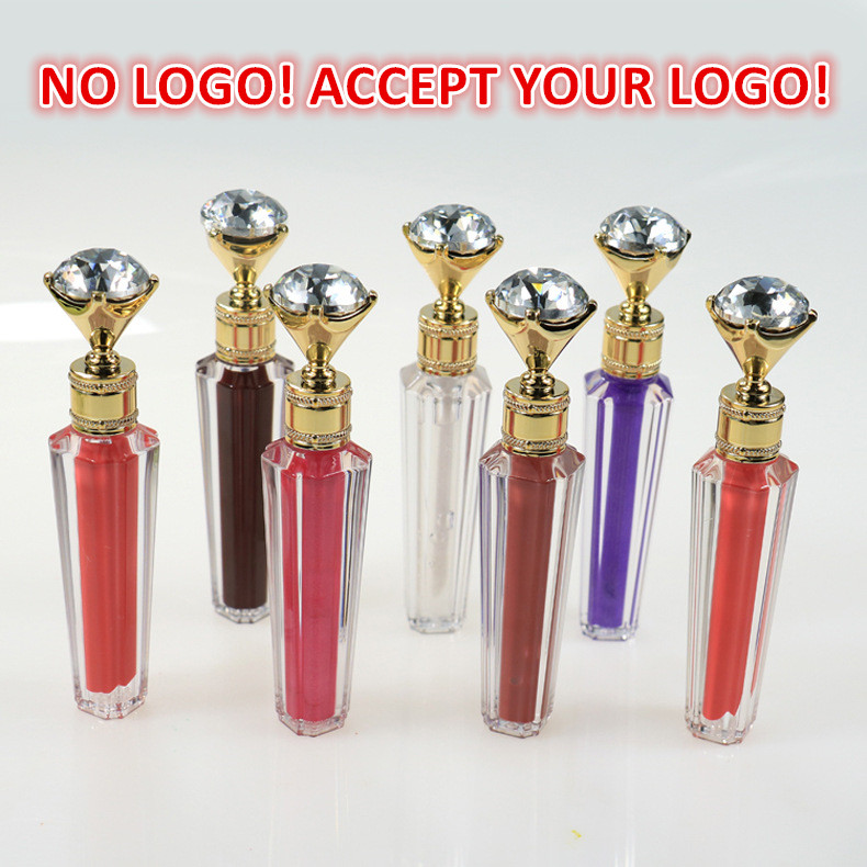 

No Logo!Luxury Diamond cap Lip Gloss 60 colors lip gloss Waterproof long Lasting liquid matte lipstick accept customized logo!, 60 colors for choose