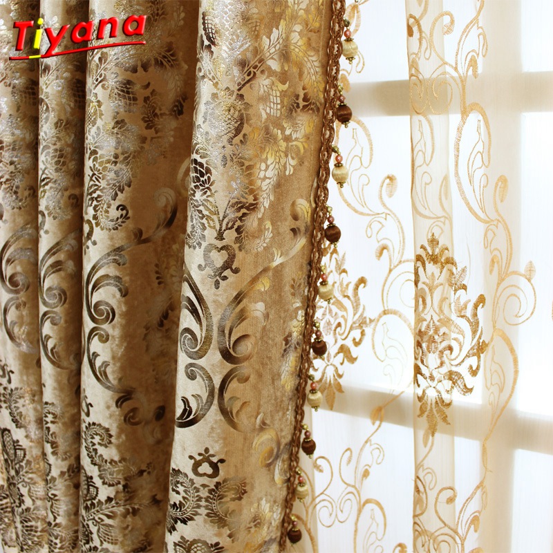 

Luxury Blackout Curtains For Living Room Blinds Jacquard Drape For Bedroom Europe Window Shading Ready Panel Hot Sale HM256 *30, Tulle