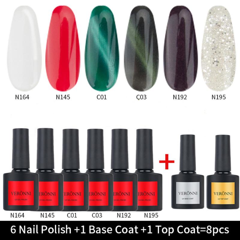 

Nail Art Tools 8pcs Cat Eye Nail Gel Uv Polish Gel Base Adhesive Seal Layer Set Manicure Set Manicure Kit Decorations