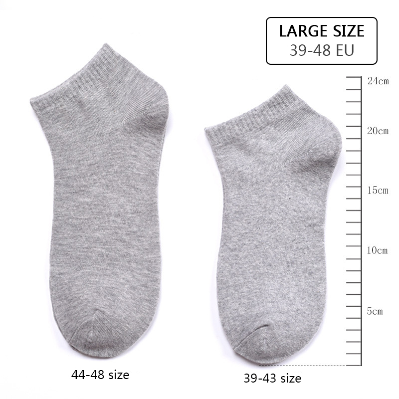 

10Pairs/lot Large Size Men Socks Cotton 44 45 46 47 48 Breathable Boat Socks Short Summer Business Male Big High Quality, 10 pairs dark grey