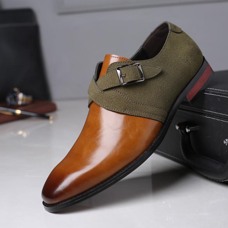 

2020 Male Dress Shoes Men Shoes Fashion Office Business Casual Suede Leather Gentleman Formal for Wedding Party, Black
