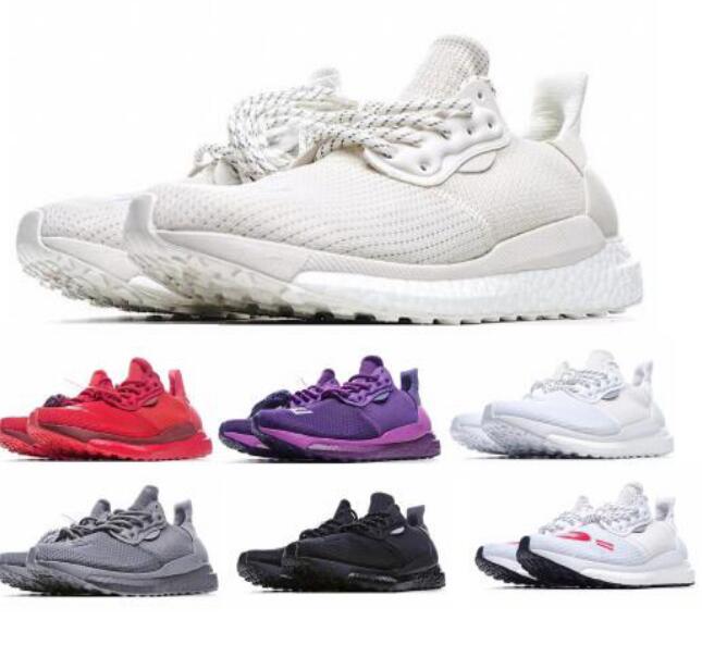

New Solar Hu Glide Human Made Greyscale PRD Pharrell Now is Her Time Pack White Ultraboost Mens Women Tenis Trainers Running Shoes Sneakers, Black