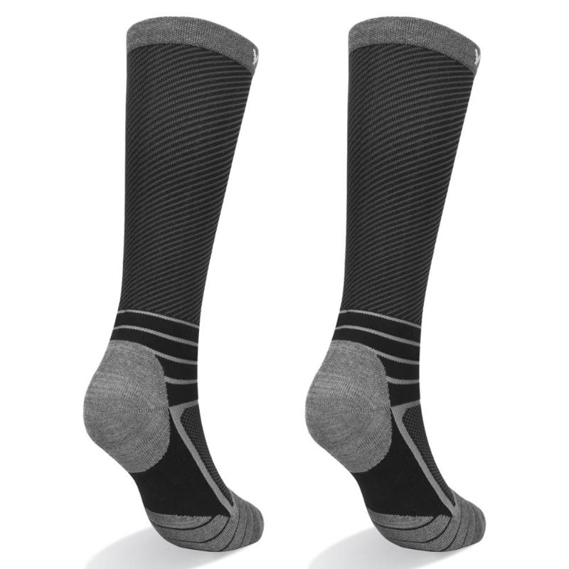 

YUEDGE Cushion Knee High Long Compression Socks Nylon Nursing Stocking For Men And Women 2 Pairs, Black