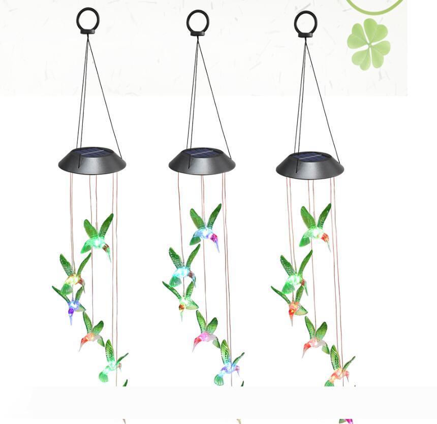 

Humming Bird LED Solar Light Romantic Windbell Lights Wind Chime Light String Lamp Color Changing for Patio Yard Decor