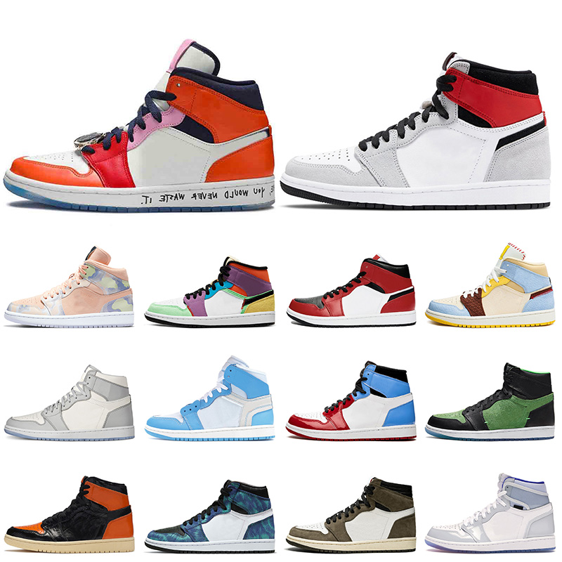

Top quality FEARLESS OG Light Smoke Grey Jumpman 1 Women Mens Basketball shoes 1s Mid Chicago Shattered Backboard sneakers, Item14 iridescent 36-46