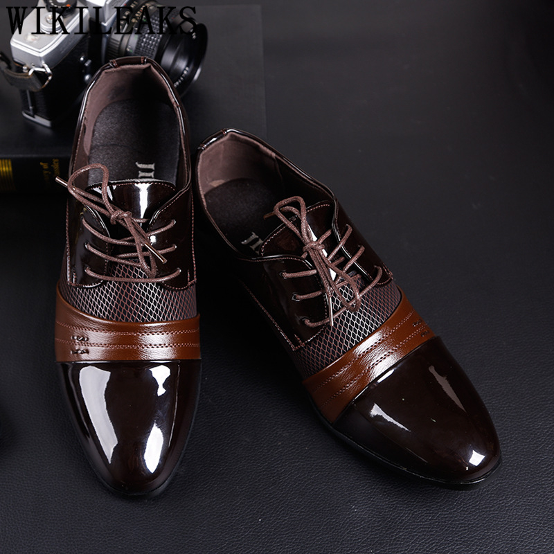 

Oxford Shoes Men Elegant Italian Wedding Shoe Man For Coiffeur Brown Dress Formal Classic Brand Big Size Zapatos, Black