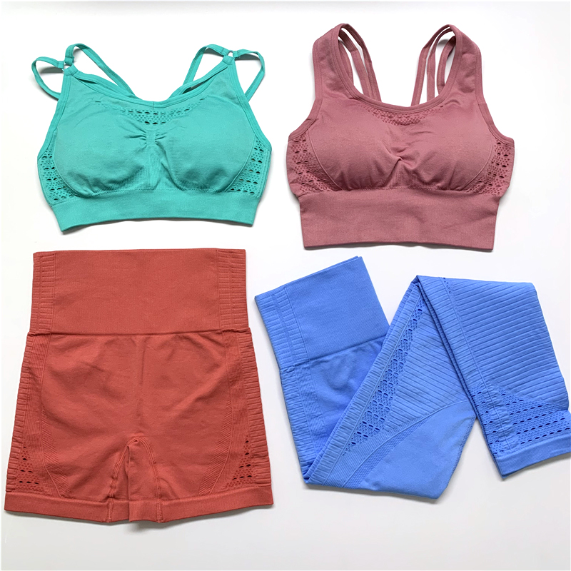 

2PCS Seamless Yoga Sets Women Gym Clothing 2 Piece Set Women Sexy Bra + Seamless High Waisted Shorts Fitness Clothing, Black