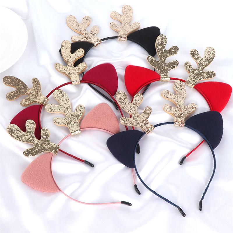

Exquisite Christmas Headbands Reindeer Antlers Hairband Headband Christmas Hair Accessories For Kids Baby Adults Xmas, Red