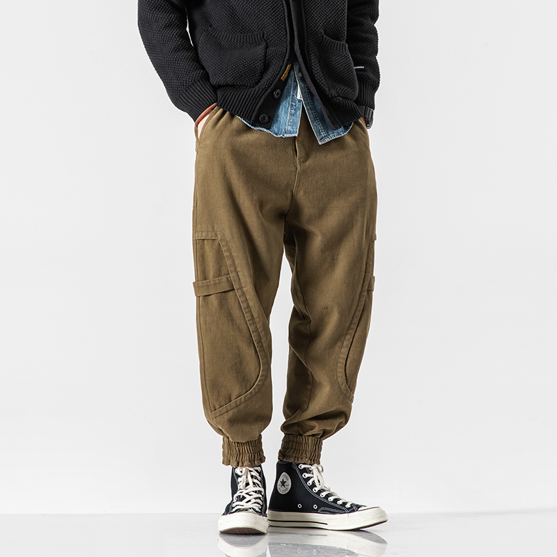 

New Male Hip Hop Cone Pant Jogger Sweatpants Trousers Men Japan Style Streetwear Casual Cargo Pants, Black