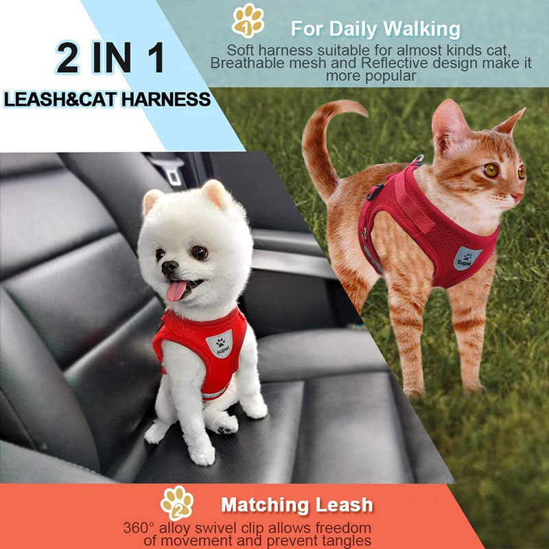 

Dog Harness with Leash Summer Pet Adjustable Reflective Vest Walking Lead for Puppy Polyester Mesh Harness for Small Medium Dog