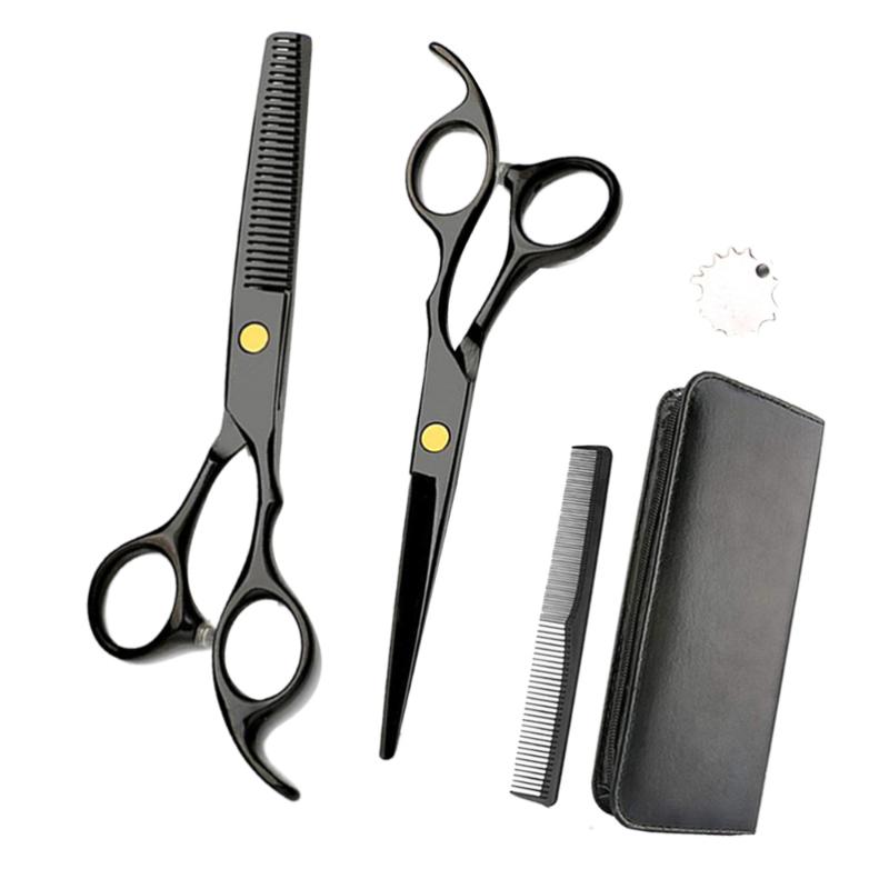

1 Set 5pcs Professional Hair Cutting Scissor Hair Shearing Flat Teeth Scissors Hairdressing Scissors Tool (Black