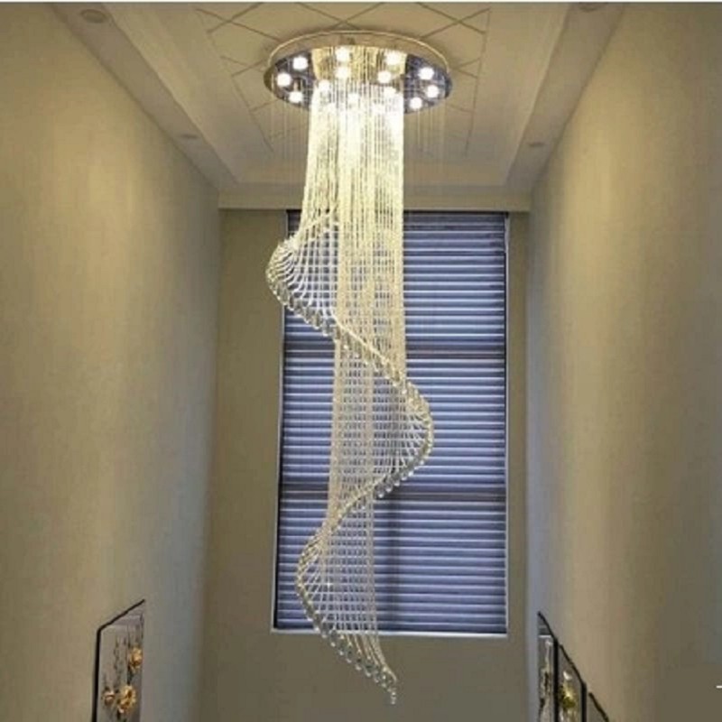 

Hot Crystal Chandelier European K9 Crystal Spiral Ceiling Light Modern Creative LED Living Room Hotel Bar Villa Light Chandelier