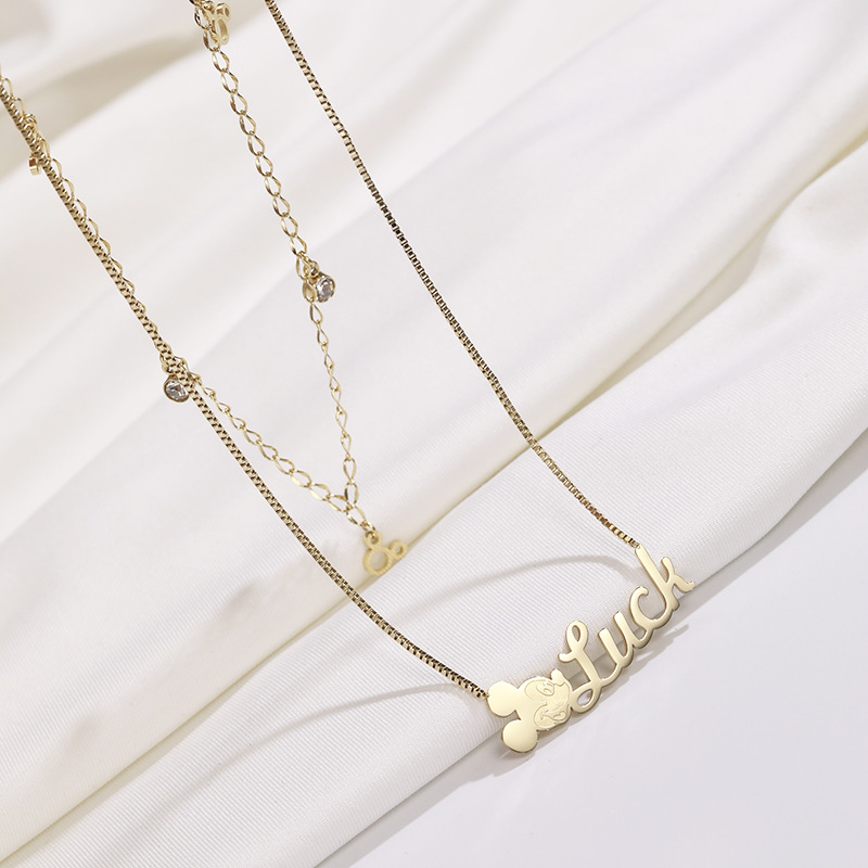 

Fashion Two Layers Good Luck Pendant Necklace For Women in Gold Color By 316L Stainless Steel