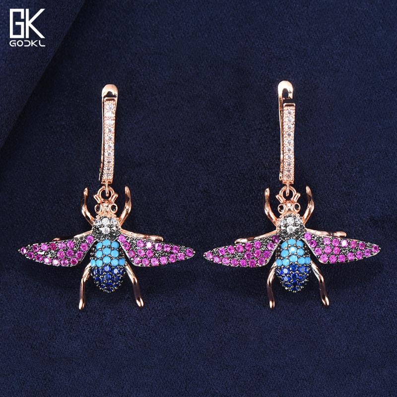 

GODKI Personality Insect Cubic Zircon CZ Circle Hoop Earrings For Women Wedding Fashion Jewelry Trendy Party Retro Hoop Earrings