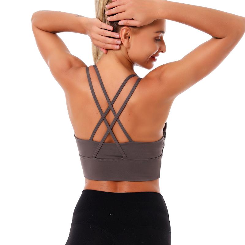 

Fitness Sport Bra High Impact Cross-Back Gym Workout Fitness Vest Women Padded Push Up Bralette Running Top Yoga Bra, Blue
