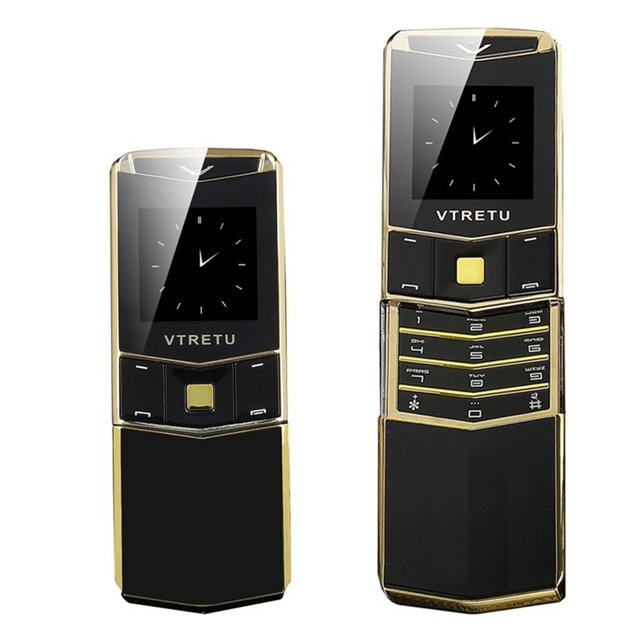 

New Unlocked Luxury Gold Signature Cell phones Slider dual sim card Mobile Phone stainless steel body MP3 bluetooth 8800 Golden metal Cellphone, Black