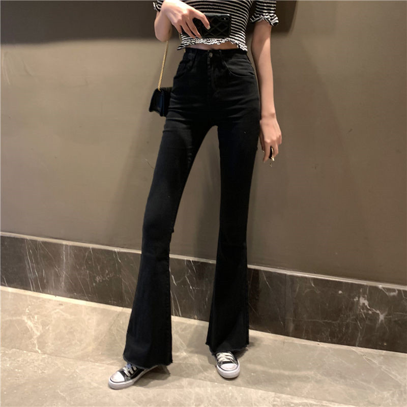 

Mom Black High Waist Flare Jeans Boyfriend Bell Bottom Denim Skinny Woman' Jeans Female Wide Leg Vintage Plus Size XL, Blacke