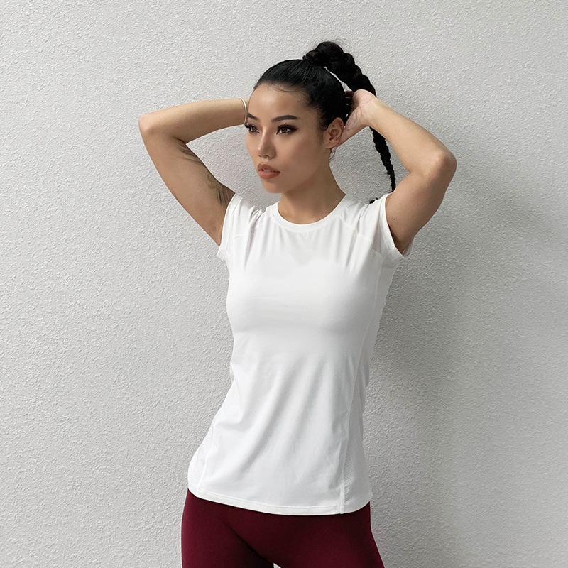 

Classic Fitness Top Women' Tight Yoga Short-Sleeved Running Athletic T-shirt Quick Drying Clothes Slimming One Generation Hair, Black