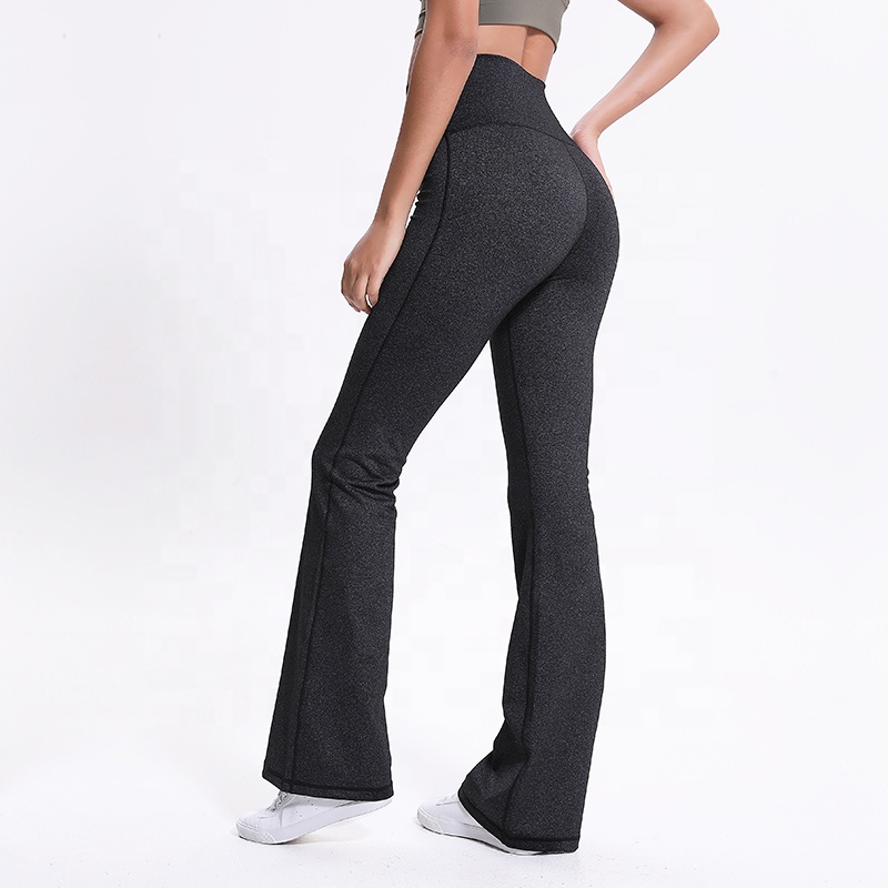 

Lulu Style Slim Wide Leg Yoga Pants Women Thin Stretch Pants Ladies Flare Trousers, Gray