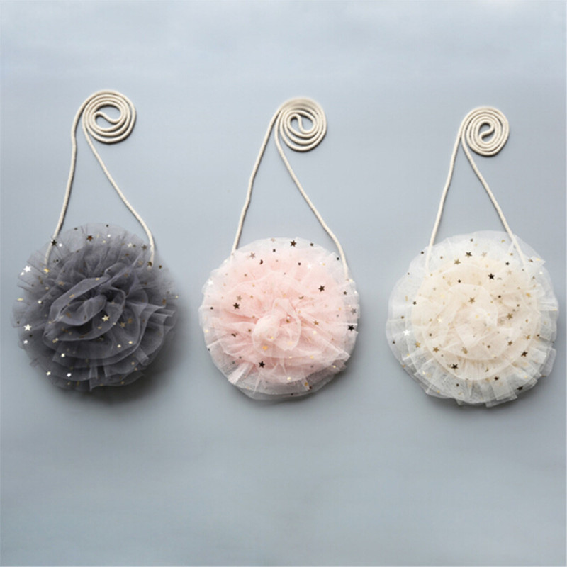 

Lovely Flower Girls Coin Purse Baby Girls Lace Star Wallets for Infant Children Fashion Cute Storage Case Single Shoulder Bag, Pink