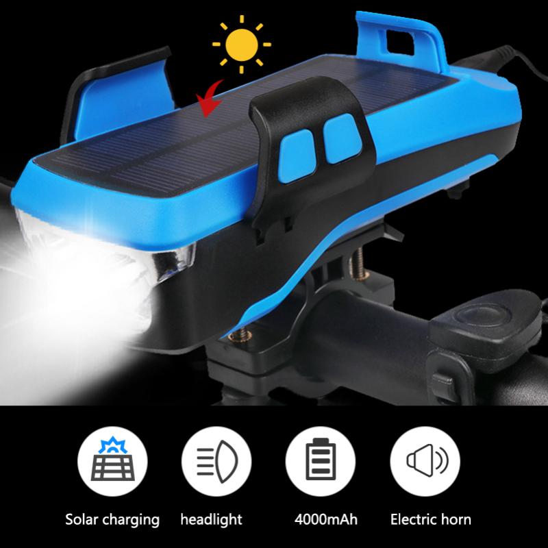

Bike Front Light Phone Holder Handlebar Stand 4000mAh Solar Power Bank Bicycle Lamp Headlight for MTB Bike Cycling