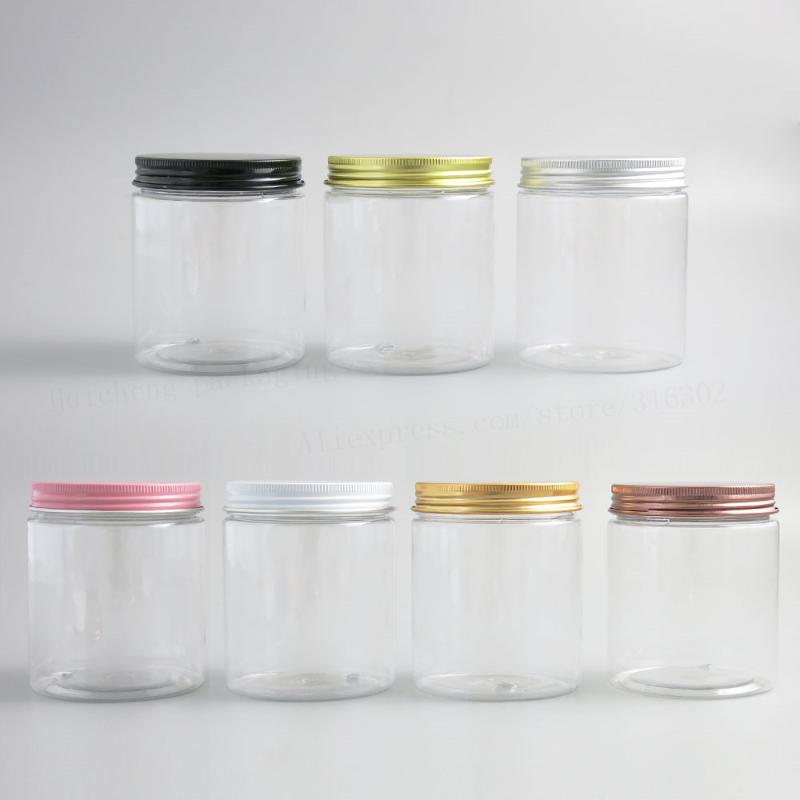 

20 x 250g Travel Empty Clear Cream Cosmetic Jar 250cc 8.3oz PET Conatiner Make Up Tools Aluminum Lid Heavy Wall