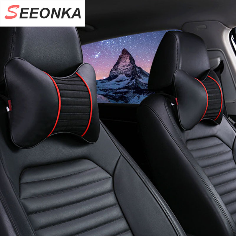 

2pcs Car Seat Neck Pillow Cushion Auto Headrest Cushion Pad Pp Cotton Winter Driver Healthcare Accessories Neck Rest Pillow