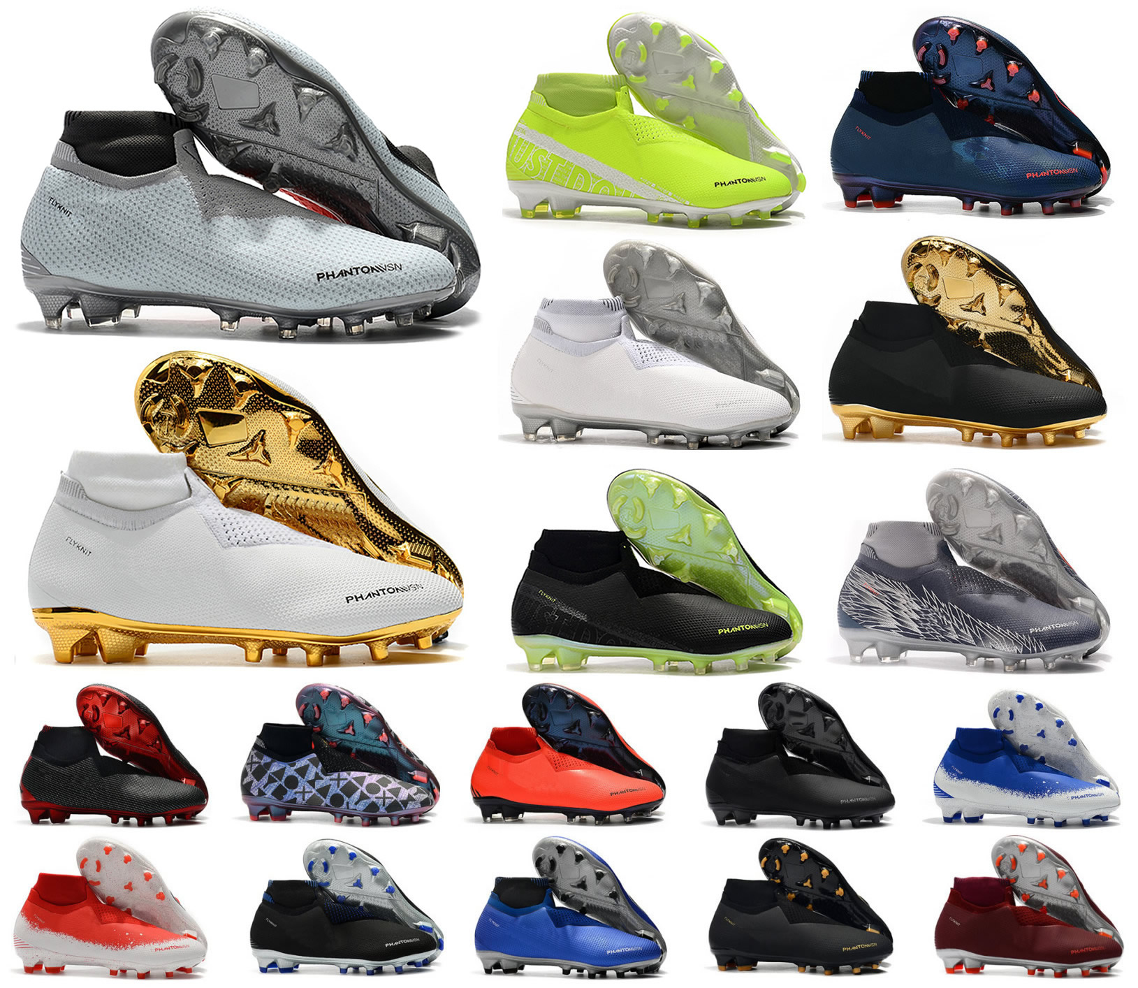 

2021 Phantom VSN Vision Elite DF FG Mens High Ankle Soccer Cleats Football Shoes Size US6.5-11, 9 df fg
