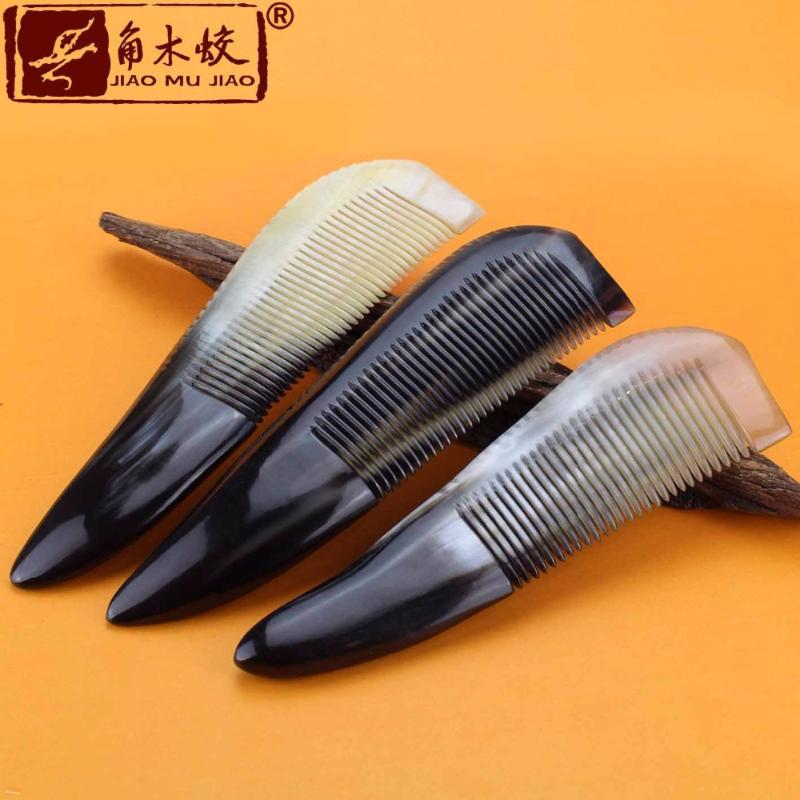 

Hot Natural Genuine Yak horns comb anti-static anti-dandruff health massage head comb Free shiping Thickened tail