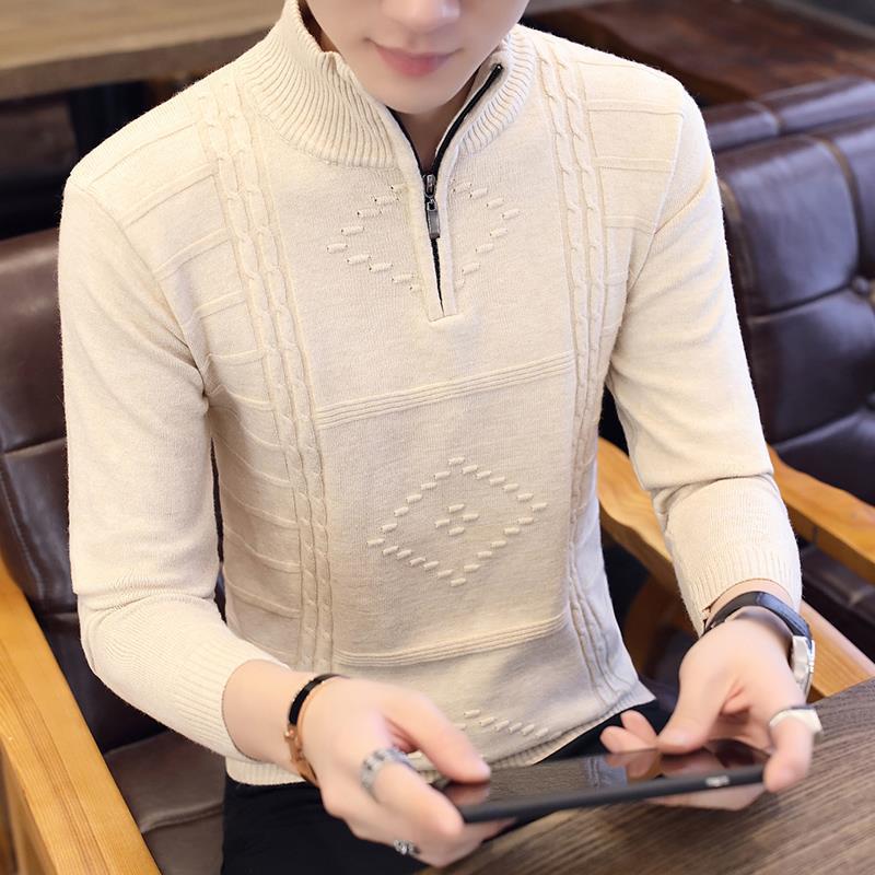 

New Style 2020 Autumn Korean-style MEN'S Sweaters General-Long-sleeved Pullover Youth Popularity Semi-Open-Collar Men's, Gray