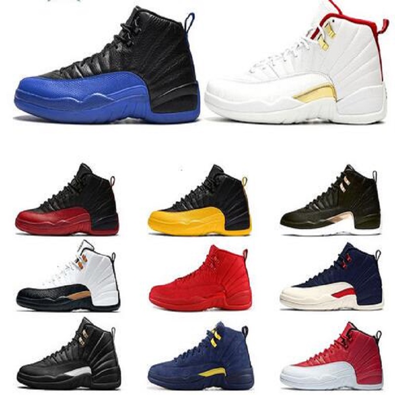 

Men Dark Concord Reverse Flu Game Sports Sneakers 12s Varsity Red Black Purple basketball shoes 12 XII cheap sneaker shoe mens shoe, Color 6