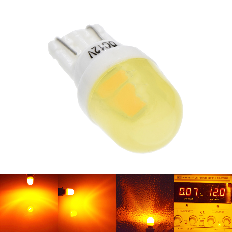 

2/4 Pcs T10 194 168 W5W Ceramic LED Bulbs Car Interior Side Wedge Parker Light Auto Door License Plate Lamp Amber Yellow 12V DC, As pic
