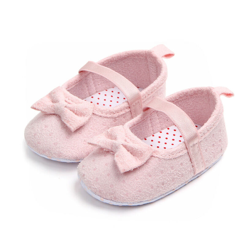 

Newborn Baby Cotton Soft Sole Crib Shoes Bow-Knot Solid Cotton Warm Cute Anti-Slip Shoes, Pink
