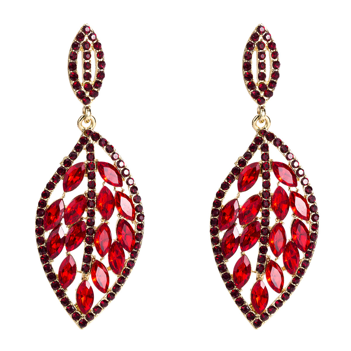 

EH8431 exaggerated leaf earrings Diamond female fashion Bohemia