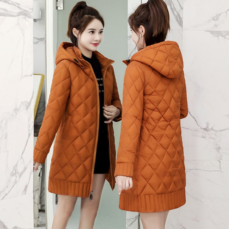 

New Women Casual Korean Long Down cotton Jacket Winter Warm Jackets coat Womens Plus size Hooded Parkas Overcoat Black 3XL F1048, Jujube red