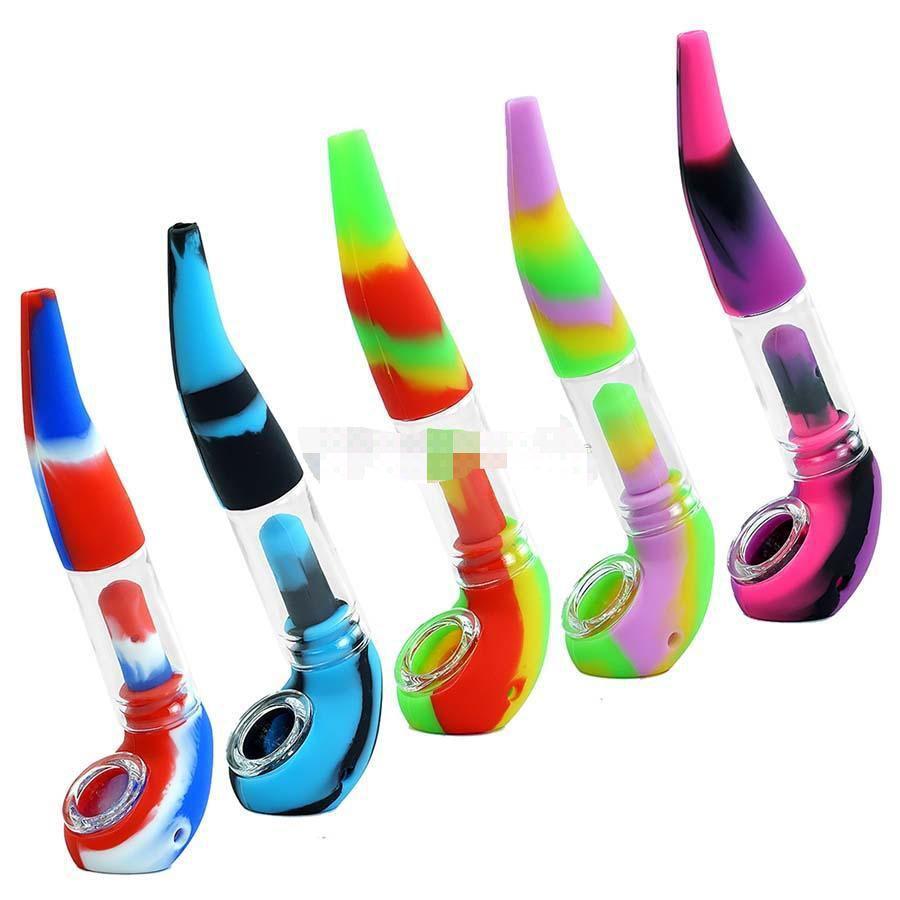 

pipe Sherlock pipe glass pipe Silicone hand pipes with glass bowl portable hookah unbreakable heat resistant