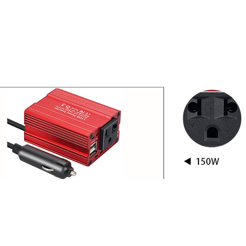 

150W 3.1A Car Power Inverter DC 12V to AC 110V/220V Dual USB Converter Adapters E7CA