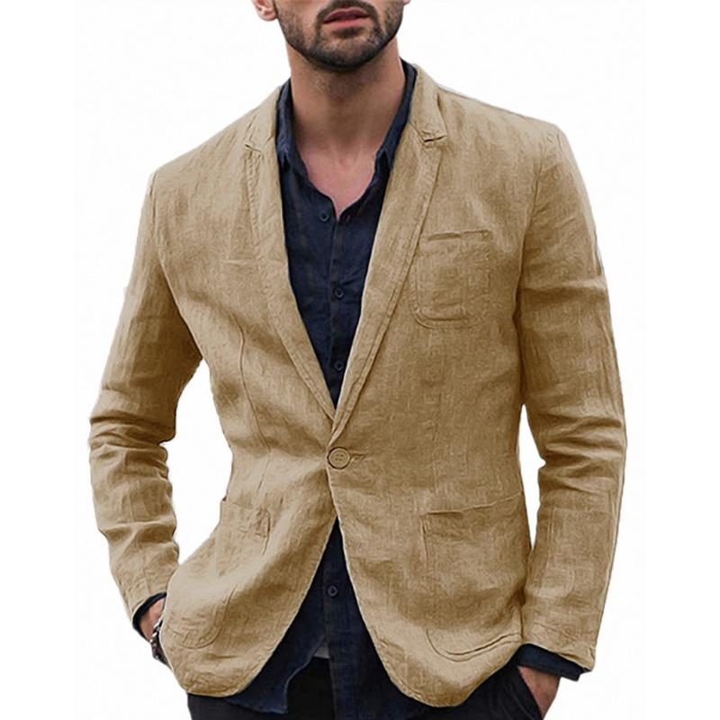 

Men's Stylish Casual Linen Blazer Jacket One Button Lightweight Groomsmen Tuxedo Jacket For Beach Wedding Business Wear, Mint green